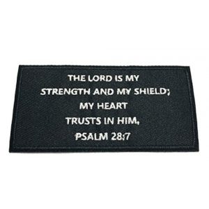 Appalachian Spirit Airsoft Morale Patch 1 Psalms 28:7 Bible Verse - 4" W x 2" T - Embroidered DIY Iron on or Sew-on Decorative Patch Badge Emblem Military Tactical Series Applique
