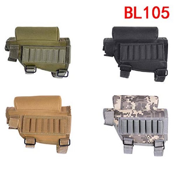 Mahaishangmao Tactical Pouch 2 Mahaishangmao Portable Adjustable Tactical Butt Stock Rifle Cheek Rest Pouch Holder Bullet Bag - Khaki