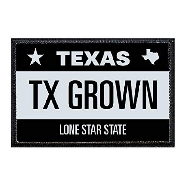 P PULLPATCH Airsoft Morale Patch 1 TX Grown - Texas License Plate Morale Patch | Hook and Loop Attach for Hats, Jeans, Vest, Coat | 2x3 in | by Pull Patch