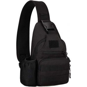 ACOMOO Tactical Backpack 1 ACOMOO Tactical Chest Sling Bag Water Resistant MOLLE Shoulder Backpack Mens One Strap Daypack with Water Bottle Holder Black