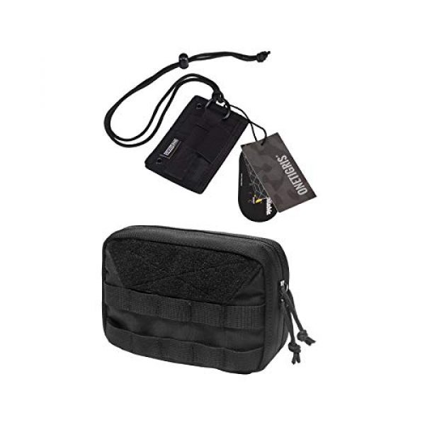 OneTigris Tactical Pouch 1 OneTigris Tactical ID Card Holder Hook & Loop Patch Badge Holder & Tactical Pouch 8" x 5" x 2.5" MOLLE Utility Pouch