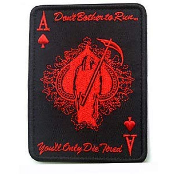 Embroidery Patch Airsoft Morale Patch 1 ACE of Spades Grim Reaper Death Card Patch Military Hook Loop Tactics Morale Embroidered Patch