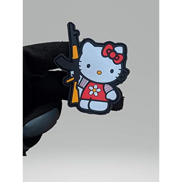 Beastly Arms Airsoft Morale Patch 2 Kalash Kitty W/AK-47 Tactical PVC Rubber Morale Patch W/Hook Backing 3.3" x 2.2" Made in USA