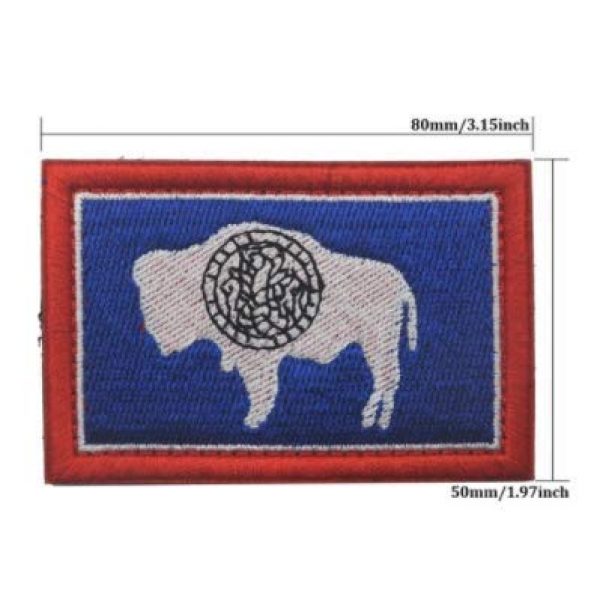 Tactical Embroidery Patch Airsoft Morale Patch 3 America Wyoming State Flag Tactical Embroidery Patch Hook & Loop Morale Patch Military Patch for Clothing Accessory Backpack Armband (2pcs)