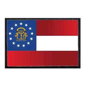 P PULLPATCH Airsoft Morale Patch 1 Georgia State Flag - Color Morale Patch | Hook and Loop Attach for Hats, Jeans, Vest, Coat | 2x3 in | by Pull Patch