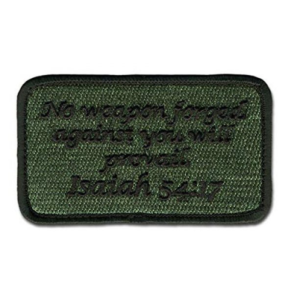 BASTION Airsoft Morale Patch 1 BASTION Morale Patches (Isaiah 54:17, Green) | 3D Embroidered Patches with Hook & Loop Fastener Backing | Well-Made Clean Stitching | Christian Patches Ideal for Tactical Bag, Hats & VES