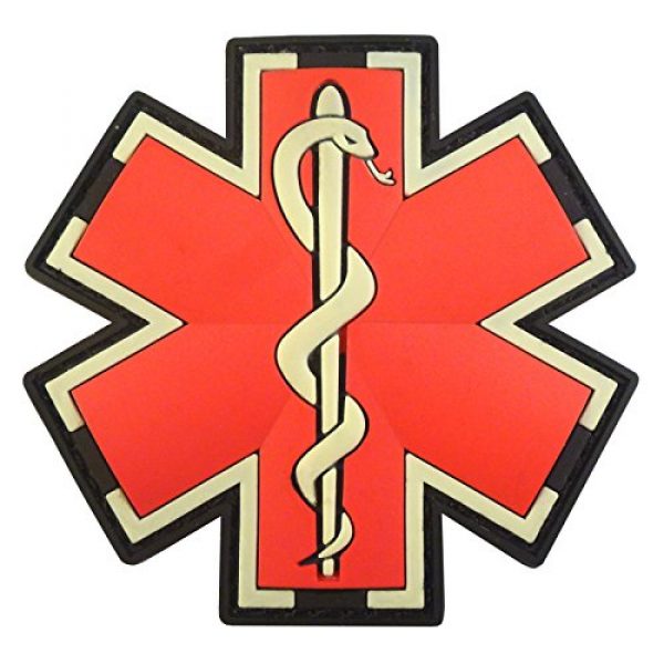 LEGEEON Airsoft Morale Patch 2 LEGEEON Glow Dark EMS EMT Medic Paramedic Star of Life Morale Tactical PVC 3D Hook-and-Loop Patch