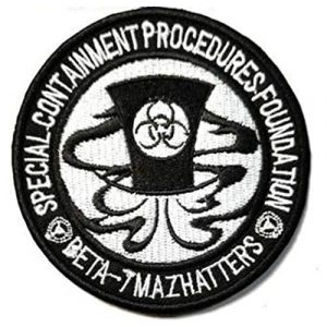 Tactical Embroidery Patch Airsoft Morale Patch 1 Beta-7 Maz Hatters" Mobile Task Forces Special Containment Procedures Foundation SCP Tactical Embroidery Patch Hook & Loop Morale Patch Military Patch for Clothing Accessory Backpack Armband