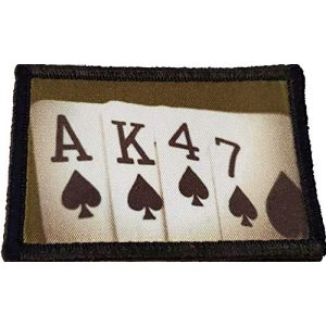 RedheadedTshirts Airsoft Morale Patch 1 AK47 Playing Cards Morale Patch. 2x3" Hook Patch. Redhaededtshirts Made in The USA