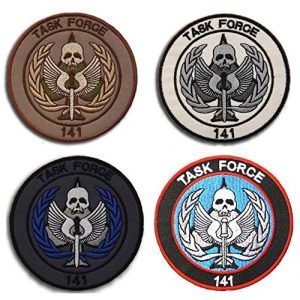 Tactical Embroidery Patch Airsoft Morale Patch 1 Call of Duty Task Force 141 Tactical Embroidery Patch Hook & Loop Morale Patch Military Patch for Clothing Accessory Backpack Armband (4pcs)
