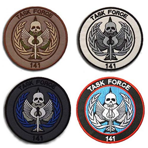Tactical Embroidery Patch Airsoft Morale Patch 1 Call of Duty Task Force 141 Tactical Embroidery Patch Hook & Loop Morale Patch Military Patch for Clothing Accessory Backpack Armband (4pcs)