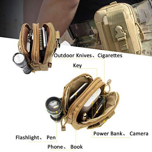 FULANDL Tactical Pouch 6 2 PCS Tactical Molle Pouches, FULANDL EDC Pouch Multipurpose Utility Gadget Belt Waist Bags with Carabiners Key Hook Nylon Webbing Buckles for Hiking Outdoor Activities