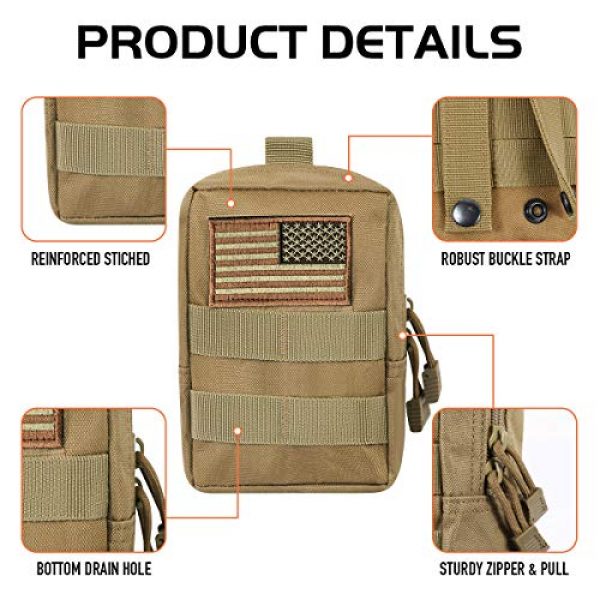 Gogoku Tactical Pouch 2 Gogoku Molle Pouch 2 Packs Tactical Molle Pouches Compact Utility EDC Waist Bag Pack with 10 D Ring Clip