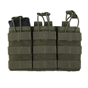 VZVAV Tactical Pouch 1 MOLLE Open Top Triple Mag Pouch, Triple Open-Top Magazine Pouch Holder Carrier, Tactical Triple Stacker M4 M16 Open Top Magazine Pouch 5.56 MAG Pouch with Bungee System