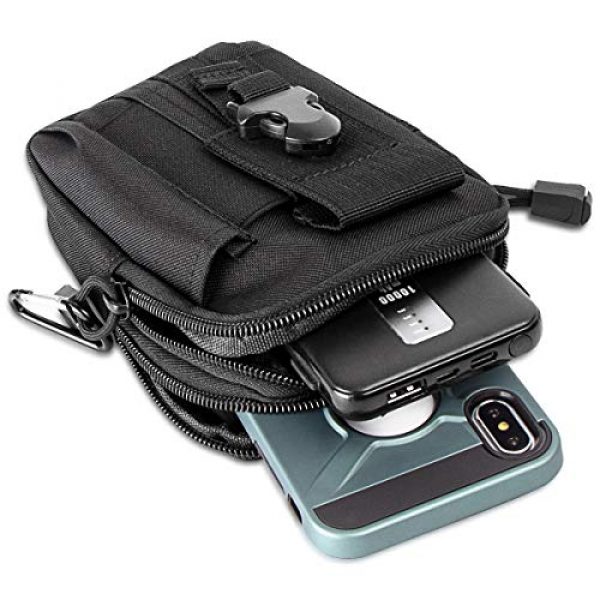 IronSeals Tactical Pouch 7 IronSeals Tactical Molle Pouch Compact EDC Utility Gadget Belt Waist Gear Bag with Cell Phone Holster Holder Pouch for 4.7"-6.1" iPhone 12Pro/12/11Pro/11 with Slim Case (Bonus: 2 Shoelace Buckle)