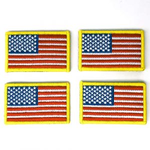 EtherealKiller Airsoft Morale Patch 1 American Flag Velcro Patches, 4pcs Gold Border US Flag Hook and Loop Emblems for Backpacks, Caps, Hats, Jackets, Pants