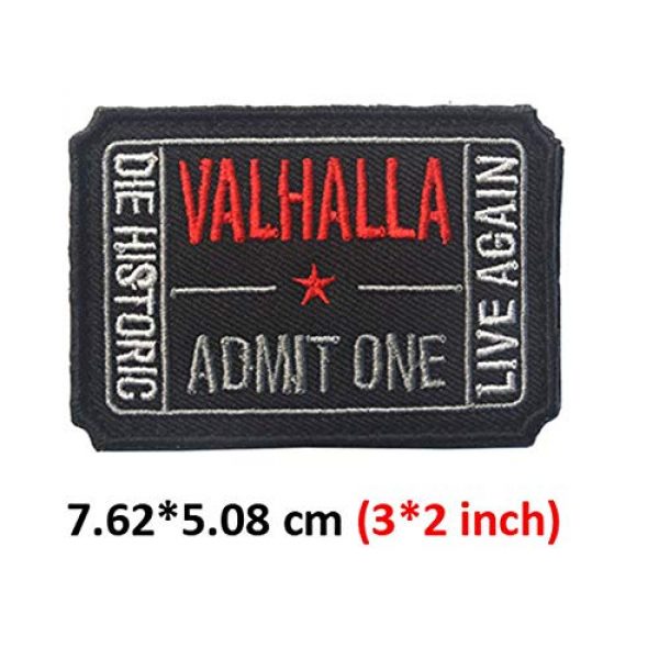 SOUTHYU Airsoft Morale Patch 3 SOUTHYU Funny Ticket to Valhalla Admit One Vikings Mad Max Tactical Morale Patch Military Emblem Embroidered Badge, Hook and Loop Patch