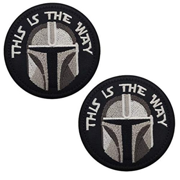 ODSP Airsoft Morale Patch 1 This is The Way Mandalorian Half Helmet Inspired Art Embroidered Fastener Hook and Loop Backing Tactical Morale Patch 3.15 Inch 2PCS