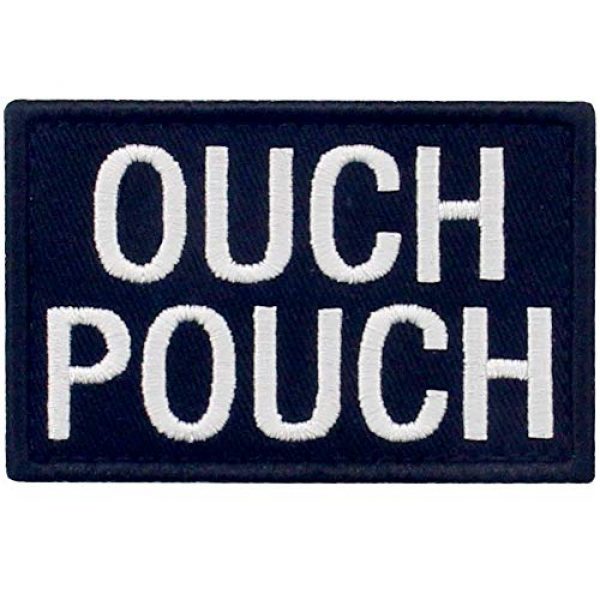 EmbTao Airsoft Morale Patch 1 Ouch Pouch Embroidered Patch Tactical Moral Applique Fastener Hook & Loop Emblem, White & Black