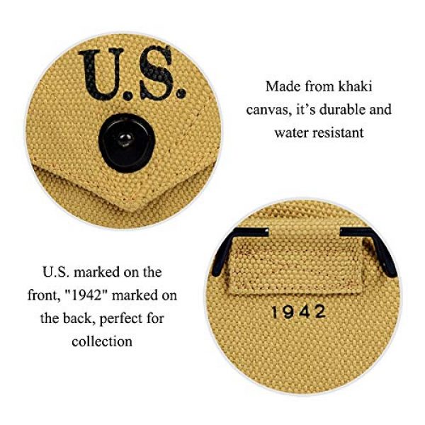 Oleader Tactical Pouch 3 Oleader WW2 U.S. Army M1942 First Aid Pouch with Metal Hook Khaki, Reproduction