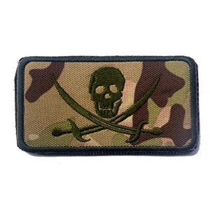 Tactical Embroidery Patch Airsoft Morale Patch 1 Pirate Skull & Cross Sword Flag Jolly Roger Tactical Embroidery Patch Hook & Loop Morale Patch Military Patch for Clothing Accessory Backpack Armband