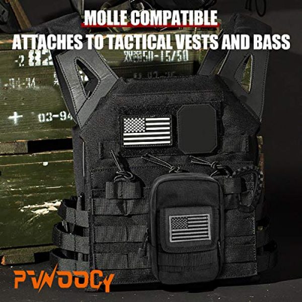 Pvnoocy Tactical Pouch 6 Pvnoocy 2 Pack Molle Pouches Tactical Waist Bag Water-Resistant EDC Small Pouch with D-Ring Hooks&U.S Patch