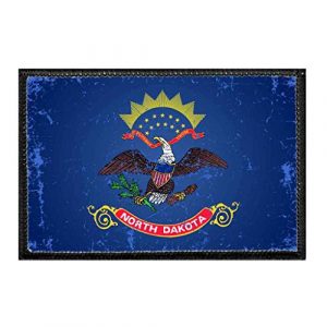 P PULLPATCH Airsoft Morale Patch 1 North Dakota State Flag - Color - Distressed | Hook and Loop Attach for Hats, Jeans, Vest, Coat | 2x3 in | by Pull Patch