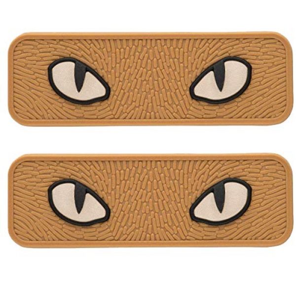 ODSP Airsoft Morale Patch 1 Cat Eyes PVC Morale Patch, IR Reflective Tactical Military Morale Badges with Hook Fasteners Backing 3.2 x 1 inch Pack of 2 (Coyote tan)