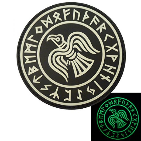 LEGEEON Airsoft Morale Patch 1 LEGEEON Glow Dark Rare Norse Viking Raven Runes Odin God of War Morale PVC Rubber 3D Hook&Loop Patch