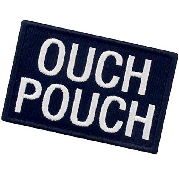 EmbTao Airsoft Morale Patch 4 Ouch Pouch Embroidered Patch Tactical Moral Applique Fastener Hook & Loop Emblem, White & Black