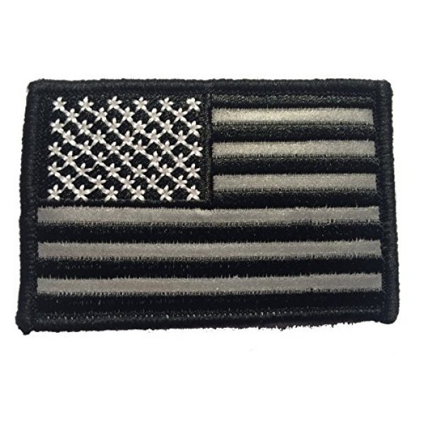 Empire Tactical USA Airsoft Morale Patch 3 American Made Reflective hook/loop Black and White American Flag Embroidered Morale baseball cap hat Patch, 3x2 In