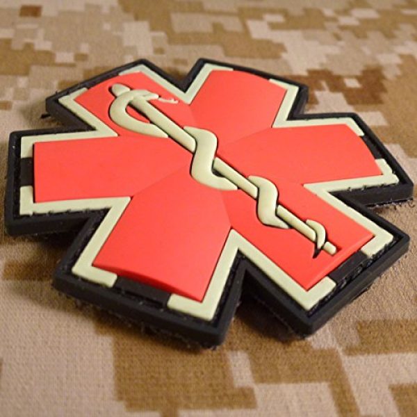 LEGEEON Airsoft Morale Patch 4 LEGEEON Glow Dark EMS EMT Medic Paramedic Star of Life Morale Tactical PVC 3D Hook-and-Loop Patch