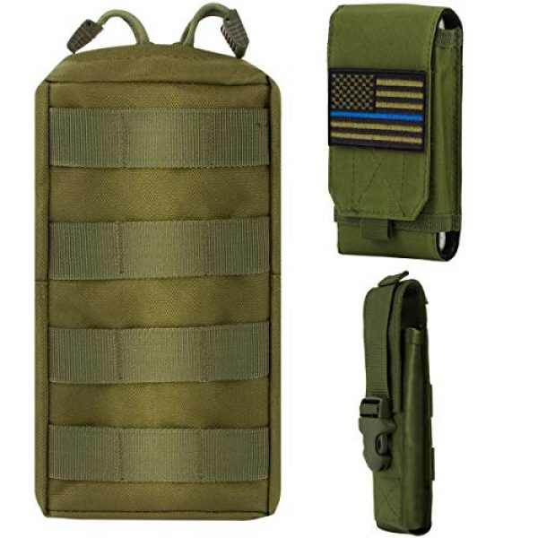 IronSeals Tactical Pouch 1 IronSeals AQ Molle Pouch & Tactical Flashlight Pouch Holster & Cellphone Holster with Flag Patch