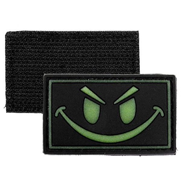 LIVABIT Airsoft Morale Patch 3 LIVABIT PVC Rubber 3D Morale Patch MP-15 Tactical Airsoft Paintball Black Glow In The Dark Smiley Face