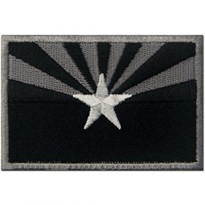 EmbTao Airsoft Morale Patch 1 Arizona State Flag Embroidered Tactical Emblem Iron On Sew On AZ Patch - Black