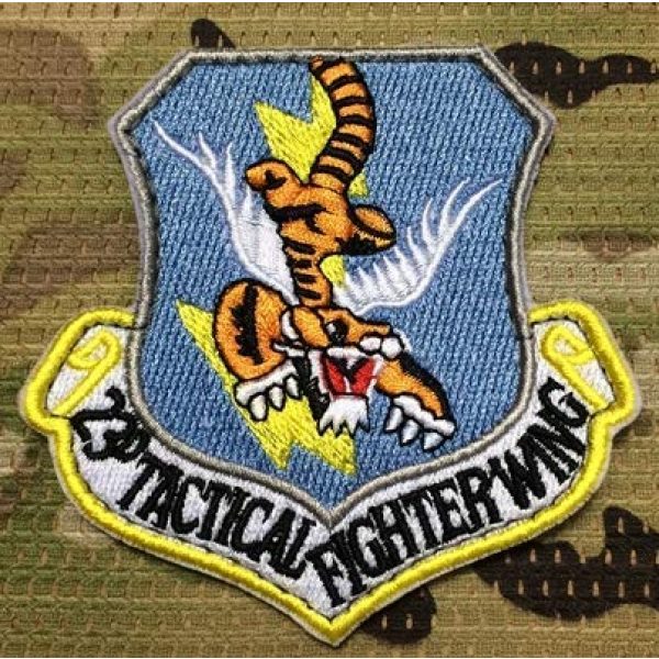Tactical Embroidery Patch Airsoft Morale Patch 1 USAF Air Force 23d Wing Tactical Fighter Squadron Tactical Embroidery Patch Hook & Loop Morale Patch Military Patch for Clothing Accessory Backpack Armband