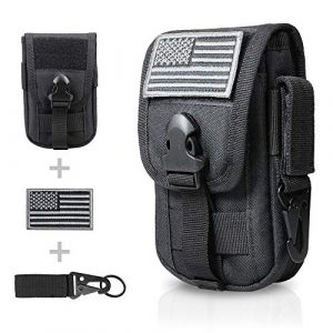 WYNEX Tactical Pouch 1 WYNEX Tactical Phone Pouch Molle, Smartphone Holster Bag EDC Utility Cellphone Lock Card Holder Organizer Fit for Waist Belt Case Include Tactical Gear Clip and U.S.A Patch