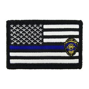 Morale Tags Airsoft Morale Patch 1 Thin Blue Line Badge Flag Police Hook and Loop Fully Embroidered Morale Tags Patch (Black & White)