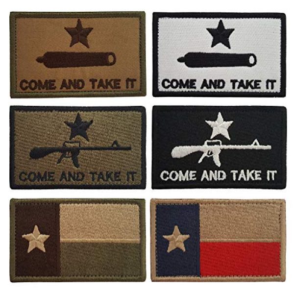 Lightbird Airsoft Morale Patch 1 Lightbird 6 PCS Come and Take It & Texas State Flag Tactical Patches, High Density Embroidered Military Morale Decorative Patch
