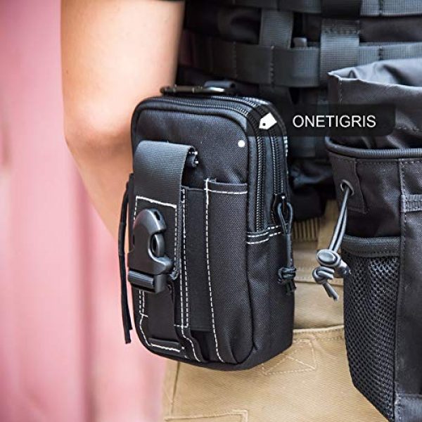 OneTigris Tactical Pouch 6 OneTigris MOLLE EDC Pouch & 4pcs Heavy Duty Stainless Cable Keyring EDC Keychain