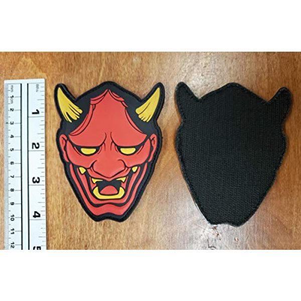 Generic Airsoft Morale Patch 3 Generic PVC Red Hannya Mask Morale Tactical Patch with Hook and Loop backing, 4" tall