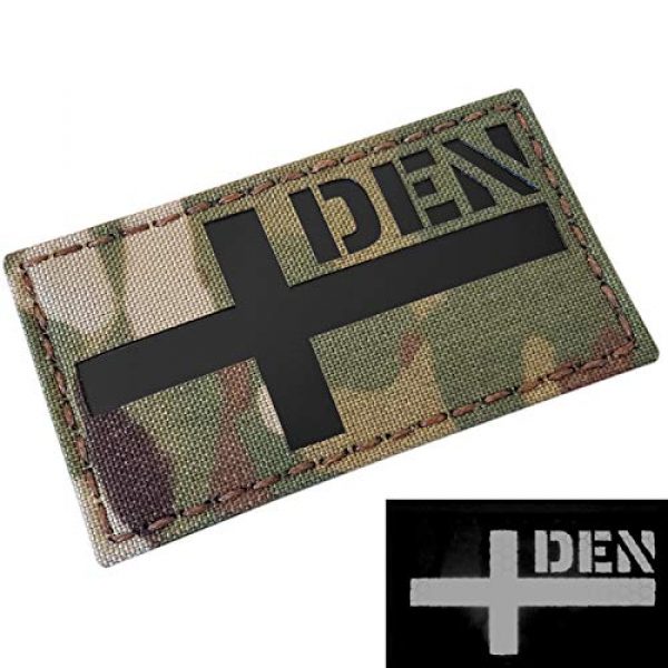 Tactical Freaky Airsoft Morale Patch 3 IR Multicam Denmark Danmark Flag 2x3.5 IFF Infrared Tactical Morale Fastener Patch