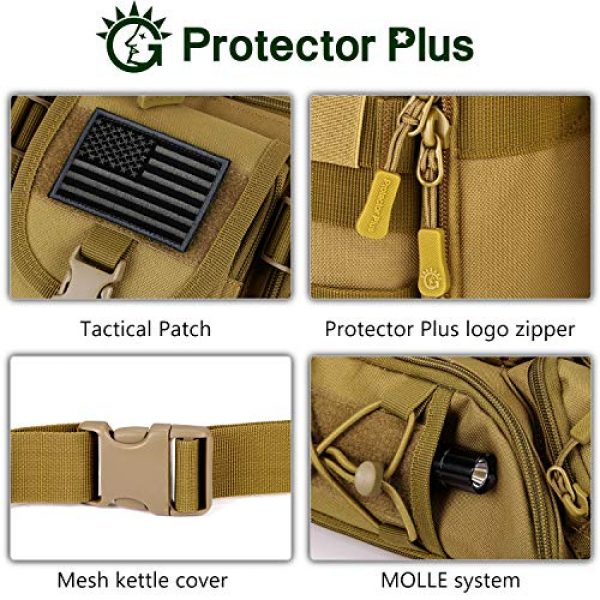 Protector Plus Tactical Pouch 7 Protector Plus Tactical Fanny Pack Military Running Waist Bag Sling Hip Belt MOLLE Army Lumbar Gear Pocket (Patch Included)