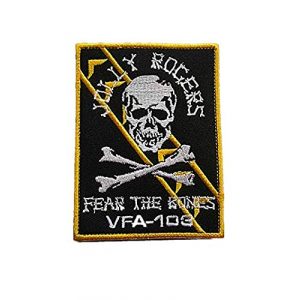 Embroidery Patch Airsoft Morale Patch 1 VFA-103 Jolly Rogers"Fear The Bones" Squadron Military Hook Loop Tactics Morale Embroidered Patch