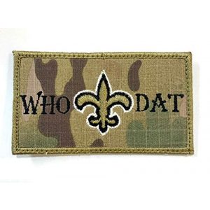 Almost SGT Airsoft Morale Patch 1 Saints WHO DAT Patch - Funny Tactical Military Morale Embroidered Patch Hook Backing(Camouflage)
