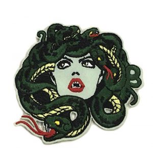 mybrand Airsoft Morale Patch 1 Medusa Venomous Snakes - Bleeding Gorgon Stone Greek Mythology Myth Theme - Vacation Souvenir Embroidered Premium 3" Patch Iron On or Sew On Biker Emblem Decorative Gear Appliques