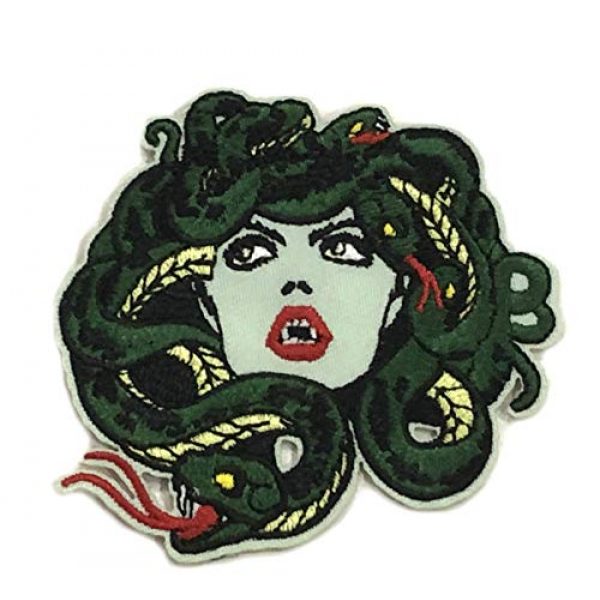 mybrand Airsoft Morale Patch 1 Medusa Venomous Snakes - Bleeding Gorgon Stone Greek Mythology Myth Theme - Vacation Souvenir Embroidered Premium 3" Patch Iron On or Sew On Biker Emblem Decorative Gear Appliques