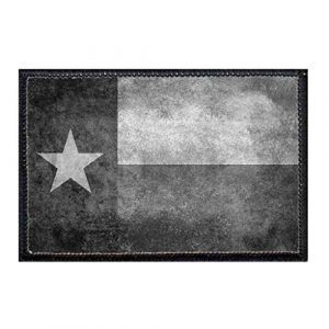 P PULLPATCH Airsoft Morale Patch 1 Texas State Flag - Distressed - Black/White Morale Patch | Hook and Loop Attach for Hats, Jeans, Vest, Coat | 2x3 in | by Pull Patch