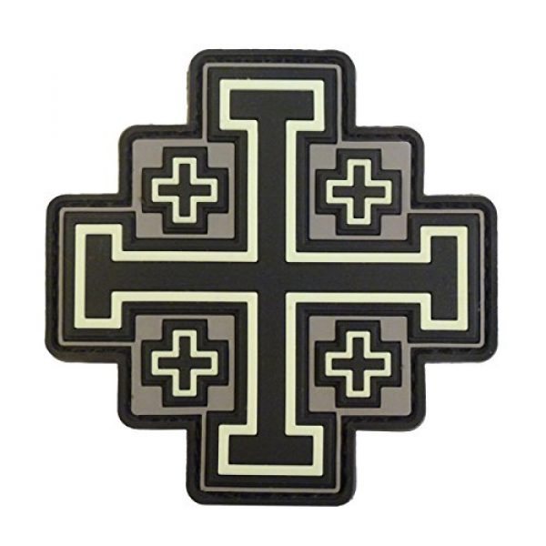 LEGEEON Airsoft Morale Patch 2 LEGEEON Glow Dark ACU Order Holy Sepulchre Jerusalem Cross Templar Crusaders Morale PVC Fastener Patch