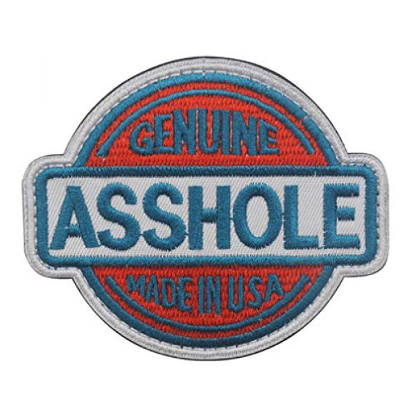 ShowPlus Airsoft Morale Patch 1 ShowPlus Asshole Merit Badge Morale Tactical Embroidered Patch (White & Blue)